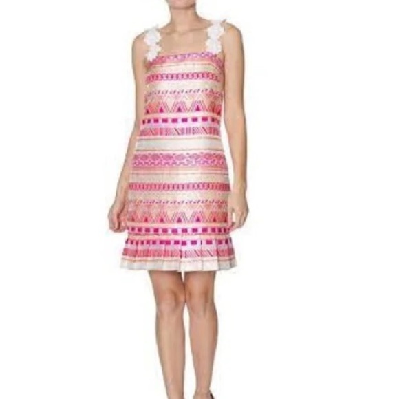 Laundry By Shelli Segal Jacquard Metallic Dress | Size 2 - Picture 1 of 10